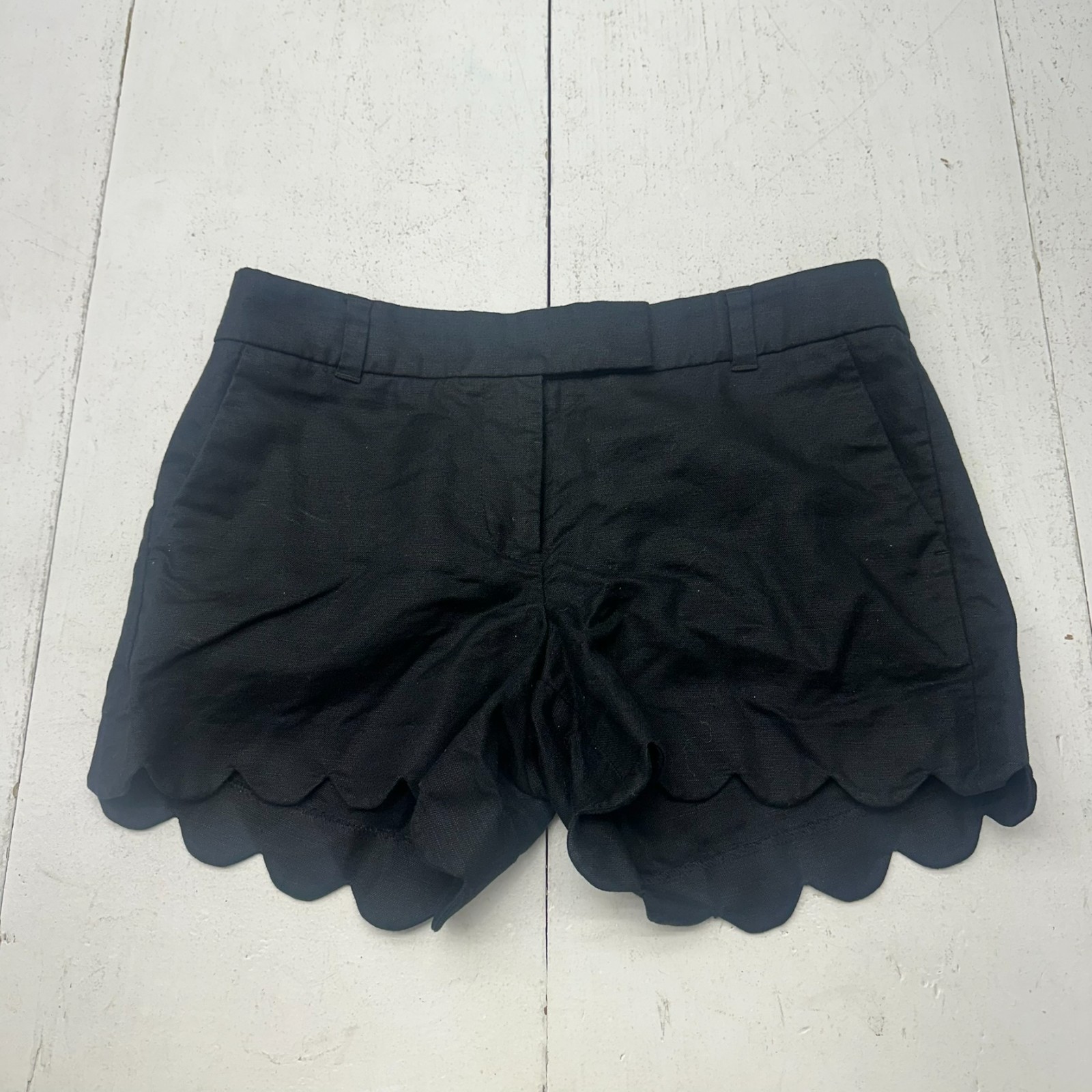 J.Crew Solid Black Basic Ruffled Hem Detail Mid R… - image 1