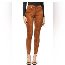 GOOD AMERICAN GOOD Waist FAUX SUEDE PANTS in tobacco SIZE 4/27 retails 160