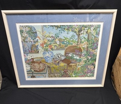 John Powell Interior With Flowers Signed Limited Serigraph Framed 43x35 49/300