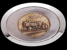 JB09142 VINTAGE 1970s  STEAM LOCOMOTIVE ENGINE  SILVERTONE RAILROAD BUCKLE