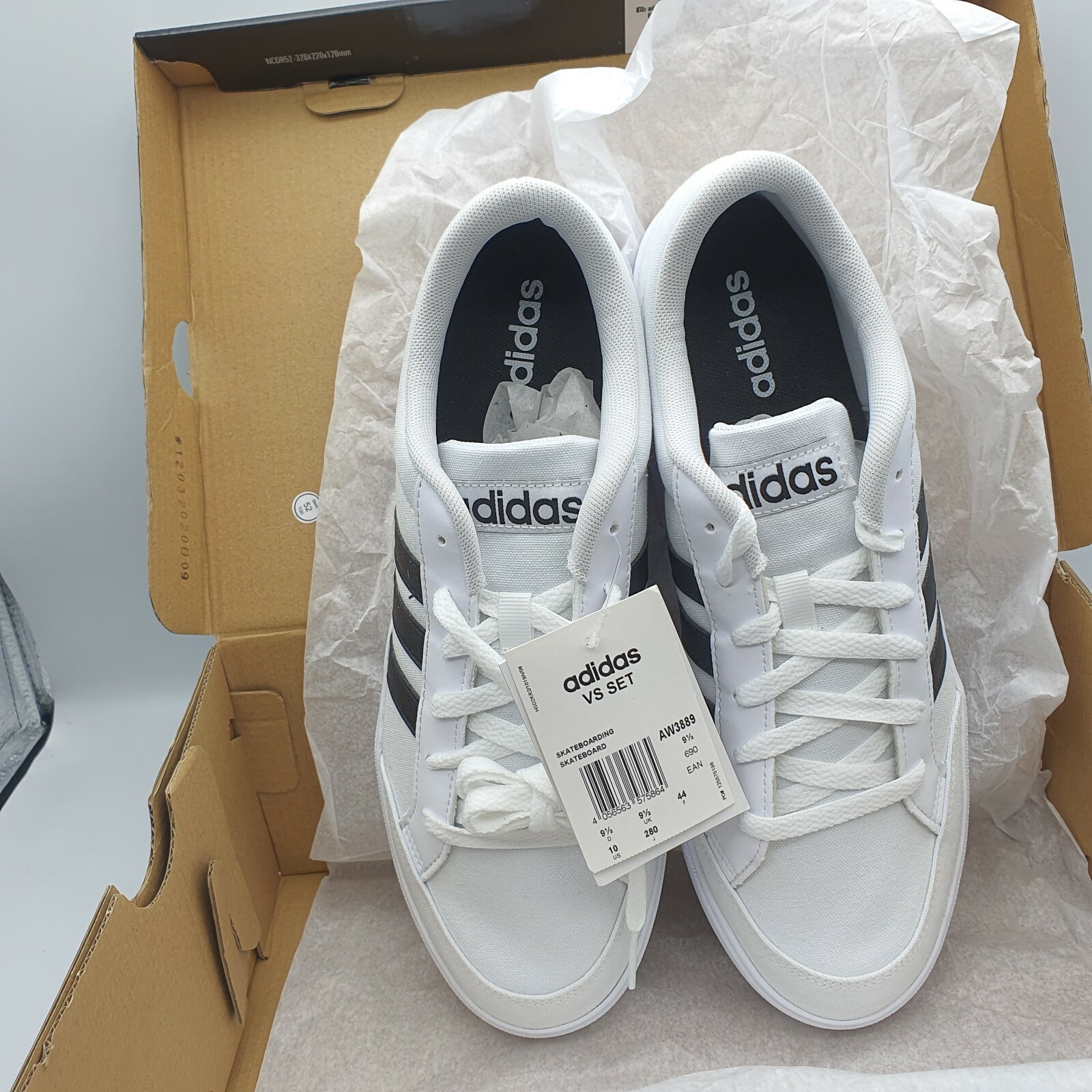 Size 10 - adidas VS Set White Black - AW3889 for sale online | eBay