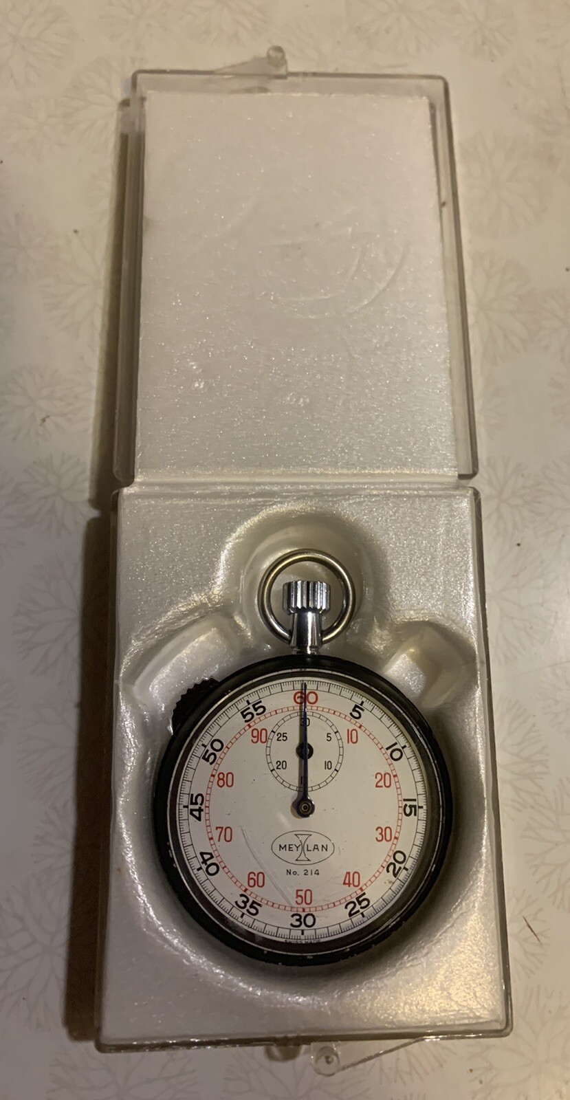 Meylan Stopwatch No. 214 In Case W/Instructions. Swiss Made, Tested