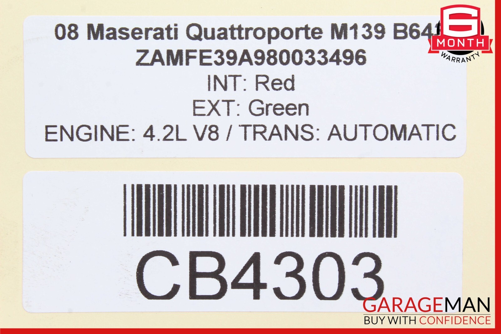 04-08 Maserati Quattroporte M139 MAF Mass Air Flow Meter Sensor Assembly OEM