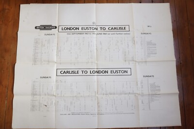 1963 London Midland Railway Fahrplan Poster Euston Carlisle benannte Züge Sonnen