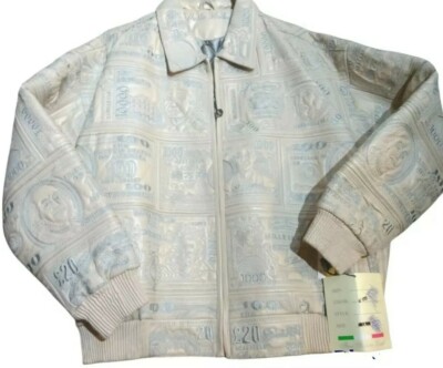 【Pelle Moda】 Hip Hop Leather jacket 世界通貨 Vntg Pelle Moda Cash Money Leather Jacket Coat World Currency Hip