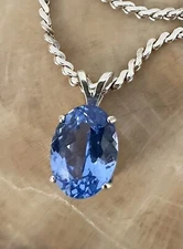 Beautiful Cobalt Blue Gahnospinel Lab Created 925 Sterling Silver Necklace 20 In