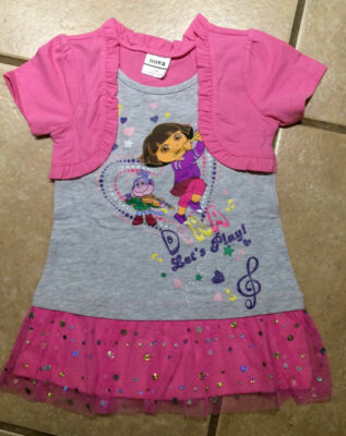 Dora the Explorer Boots Let's Play Music Pink Tulle Tunic Dress