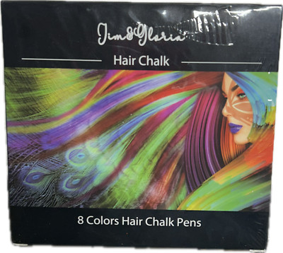 Jim&Gloria Dustless Hair Chalk 8 Pens, Temporary Color Dye, Great Gift New