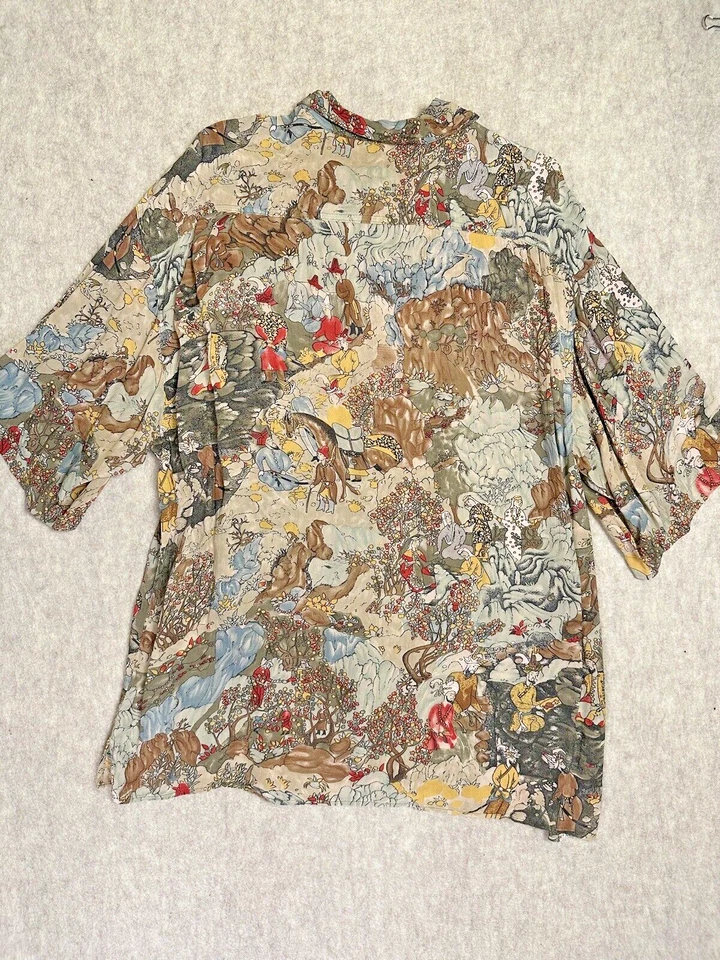 Camisa para hombre CITRON Santa Mónica asiática gráfica seda abotonada talla grande” Foto 4 de 4