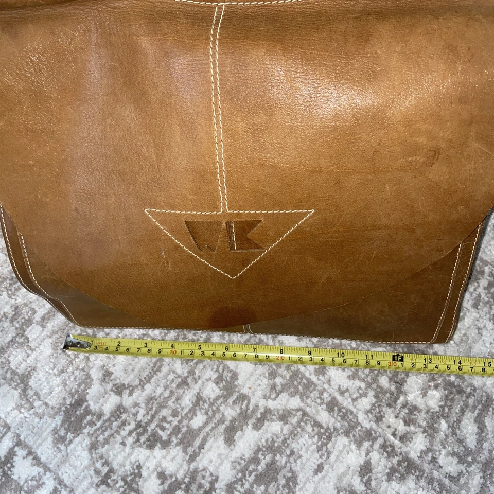 Bolso Bandolera Vintage Cuero Hecho a Mano Grano Completo Marrón Estructurado Foto 3 de 4