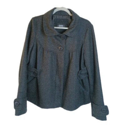 B Moss Wool Blend Button Up Coat Large