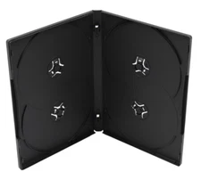 New Standard Black 4-Disc DVD Replacement 14mm Case Premium Movie Storage Shell