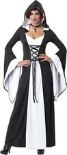 California Costumes -  Women's Deluxe Hooded Robe - White/Black - Adult Medium