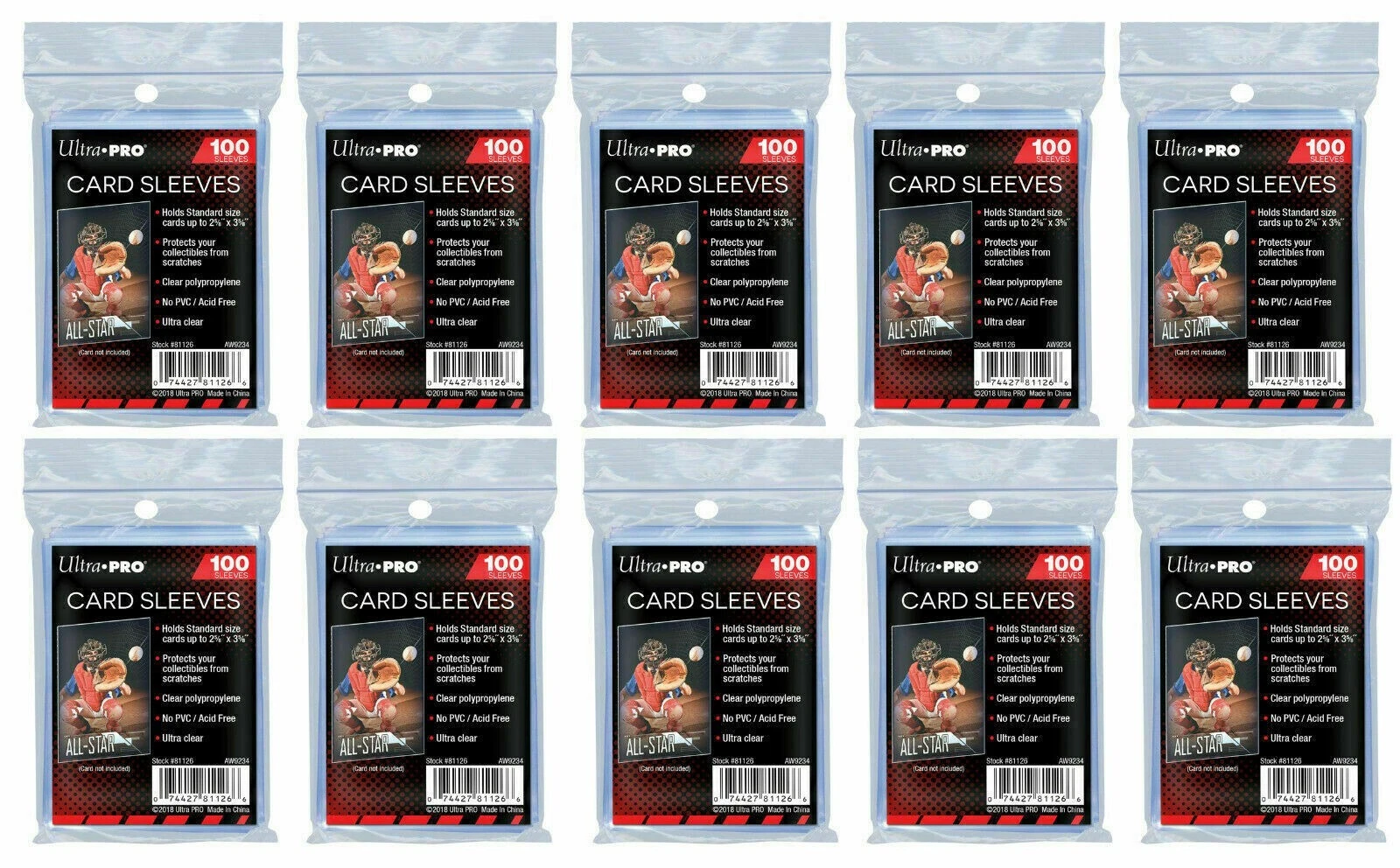 1000 (10 Packs) Ultra Pro Penny Sleeves Sports Cards Soft Standard Size Acid Review