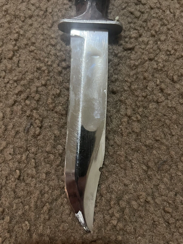 Cuchillo de combate Ka-Bar Olean NY EE. UU. Militar de colección hoja fija funda de cuero Foto 3 de 4