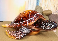 Nautical Ocean Red Giant Sea Turtle Swimming Bobblehead Figurine Tortoise
