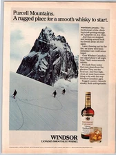 Windsor Canadian Whiskey Purcell Mountain Climber 1986 Vintage Print Ad Ephemera