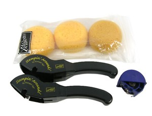 Stampin Up Stampin Around Stamp Wheel Handles, Sponges & Arabesque Blade