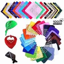 3-12 Pcs Paisley Print Bandana Face Mask Neck Cover 100% Cotton Head Warp Scarf