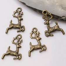 50pcs antiqued bronze color 2sided cute running deer design charms EF3376