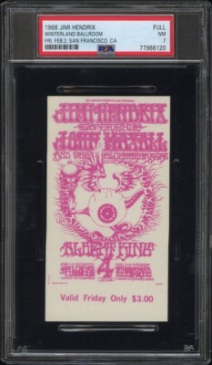 JIMI HENDRIX 1968 CONCERT TICKET🎟FILLMORE SAN FRANCISCO