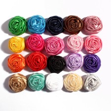 120P Handmade Rolled Soft Satin Rose Fabric Flowers For Girl Baby Headbands DIY