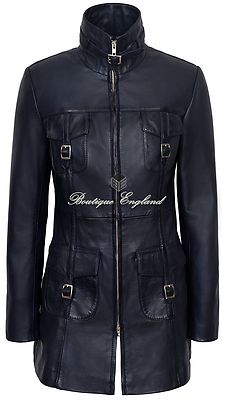 Damen Lederjacke Mode Reißverschluss Gothic Mantel ECHTLEDER Erbsenmantel 1310