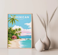 Dominican Republic Sea Shore & Cottage Poster Premium Quality Choose your Size
