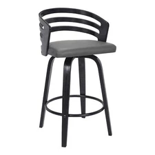 30 Gray And Black Iron Swivel Low Back Bar Height Bar Chair