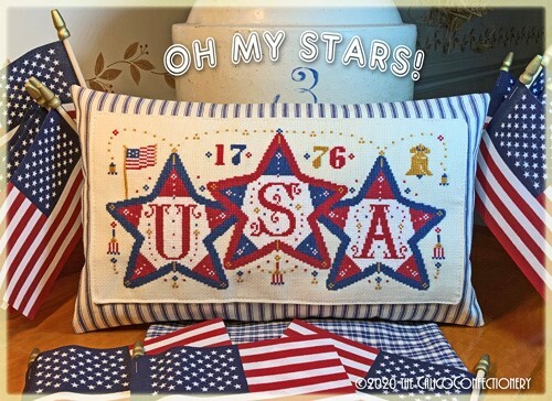 OH MY STARS Kreuzstichmuster CalicoConfectionery 4. Juli patriotische Flagge - Bild 1 von 3