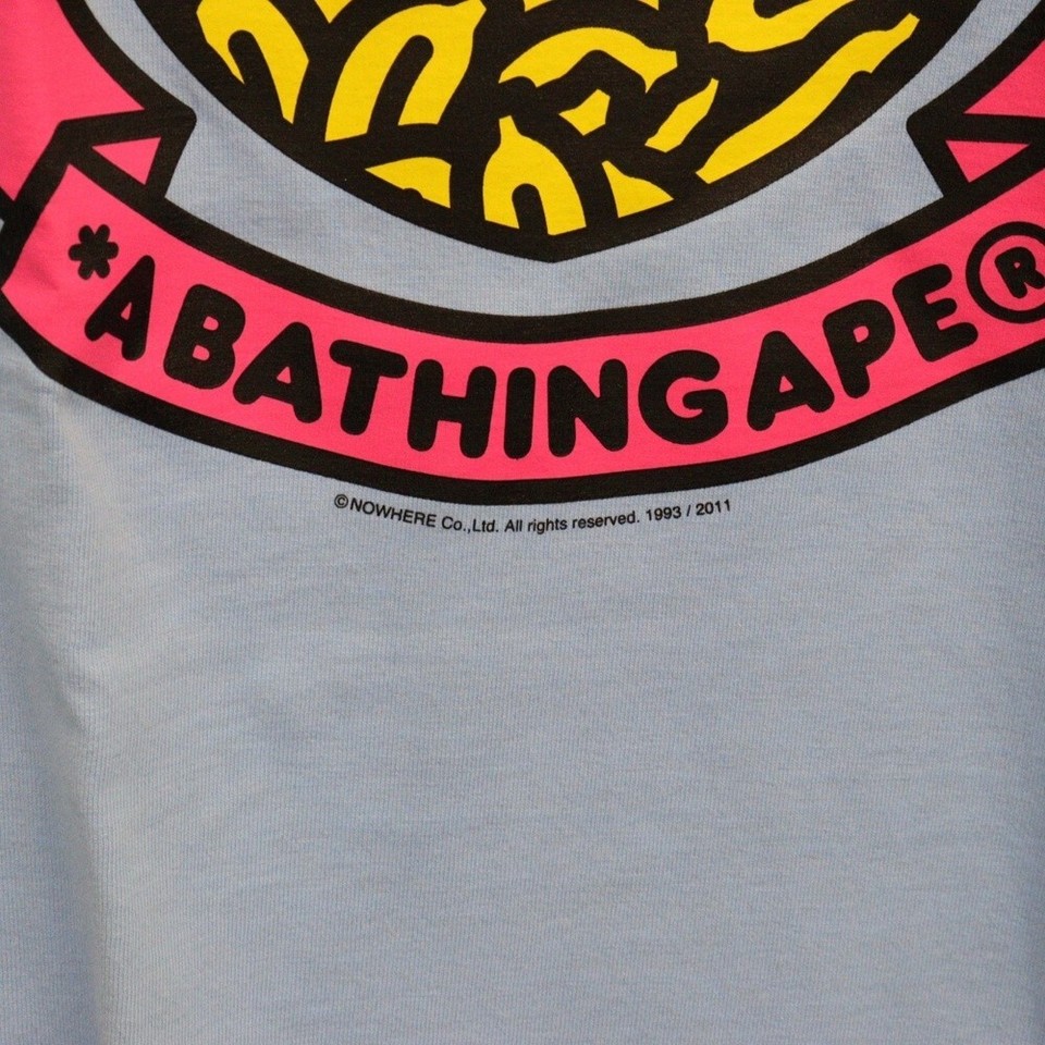 A BATHING APE TShirt Baby Milo Print XL Short Sleeve Cut and Sew Blue