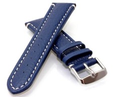 Büffelleder Uhrenarmband Modell Buffalo-XL navy-blau 20 mm