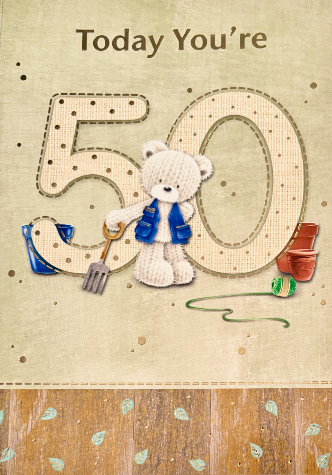 Today you're 50 Birthday greetings card, teddy bear theme, brand new