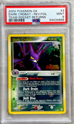 Pokémon Card Dark Crobat Reverse Holo Rare PSA 9, EX Team Rocket