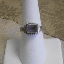Lavender Pale Amethyst Beaded Edge Sterling Silver Ring Size 8