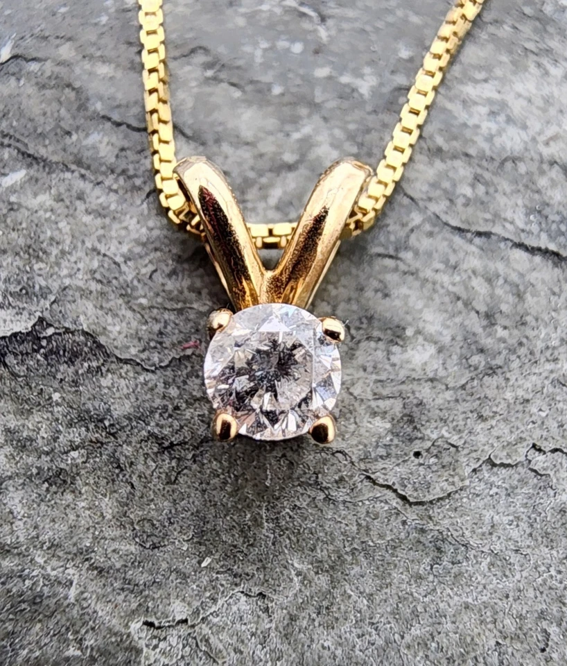 Collar de cadena flotante de diamantes de 0,07 quilates de oro de 14 k,585 con caja de 18" Au 24121 Foto 2 de 4