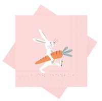 Servietten Rosa Hase Mit Karotte Tischdeko Ostern FrüHling 33 X 33 Cm 20 StüCk
