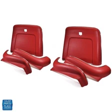 1969-1972 GM Cars Bucket Seat Backs & Aprons Red Molded Plastic & Chrome 6pc Kit