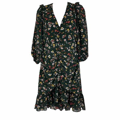 New Sugar+Lips Sheath Dress Women's Small Long Sleeve Above Knee Green Floral