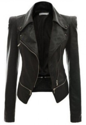 Fall/winter Women's Motorcycle Leather Jacket Zipper Two-wear Leather Clothing