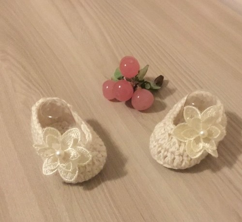 Scarpette neonato, stivaletti lana, uncinetto neonato, crochet scarpine - Foto 3 di 3