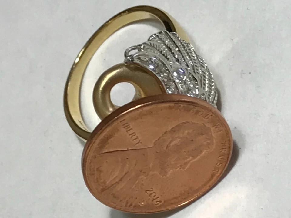 GOLd Swan Ring 14k yellow white cz solid gift her love  size 7 ask  5 6 8 9 - Image 4 of 4