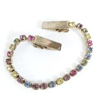 1950s Party rainbow Rhinestone Cardigan Chain - Pastels Vintage Easter