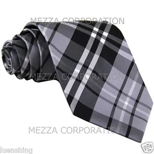 New Men's Vesuvio Napoli plaid checkered Neck Tie Necktie Party Prom formal Gray