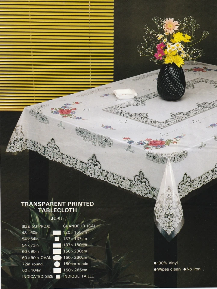 Vinyl Tischdecke abwaschbar mit GS Tischdecke Bedruckt Transparent 120x150cm - Bild 1 von 1