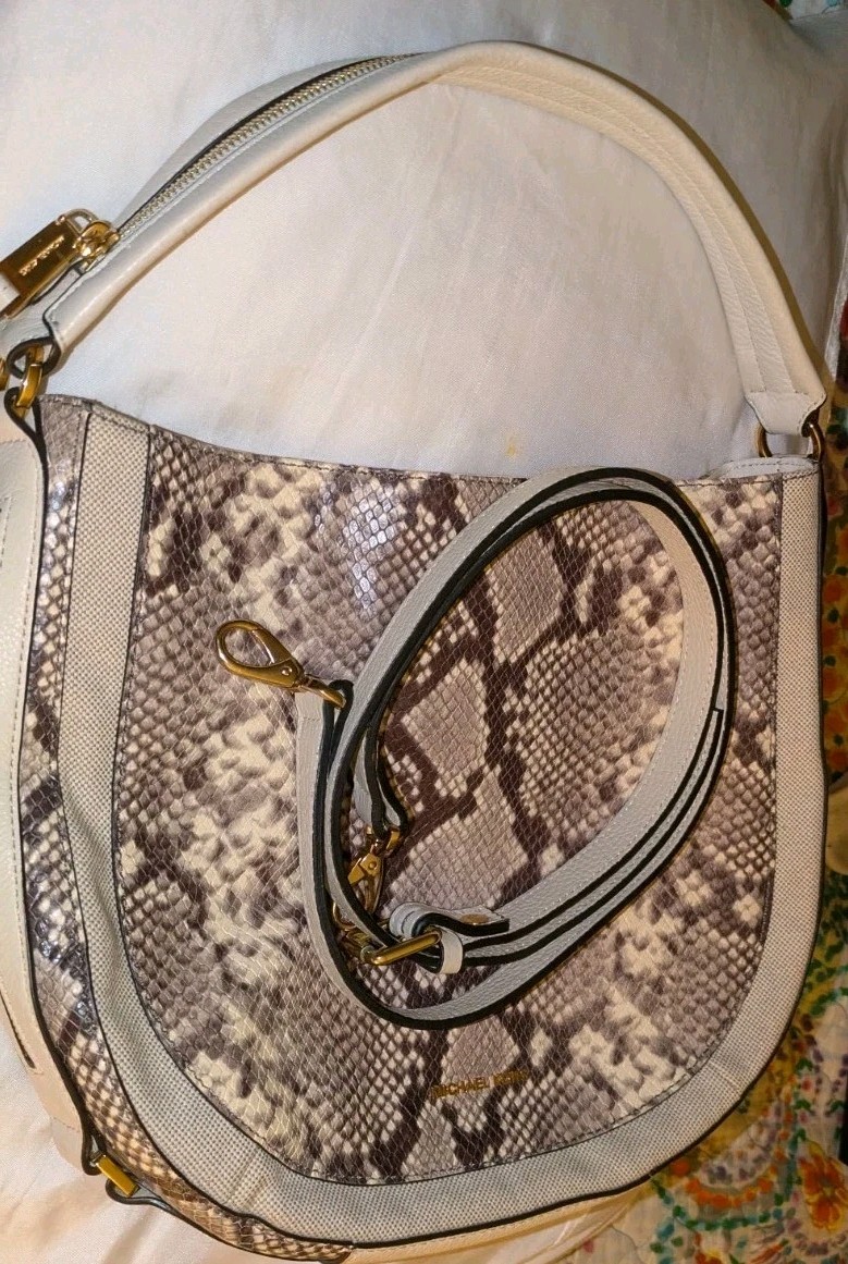 Michael Kors Julia Convertible Purse- Python Embo… - image 2