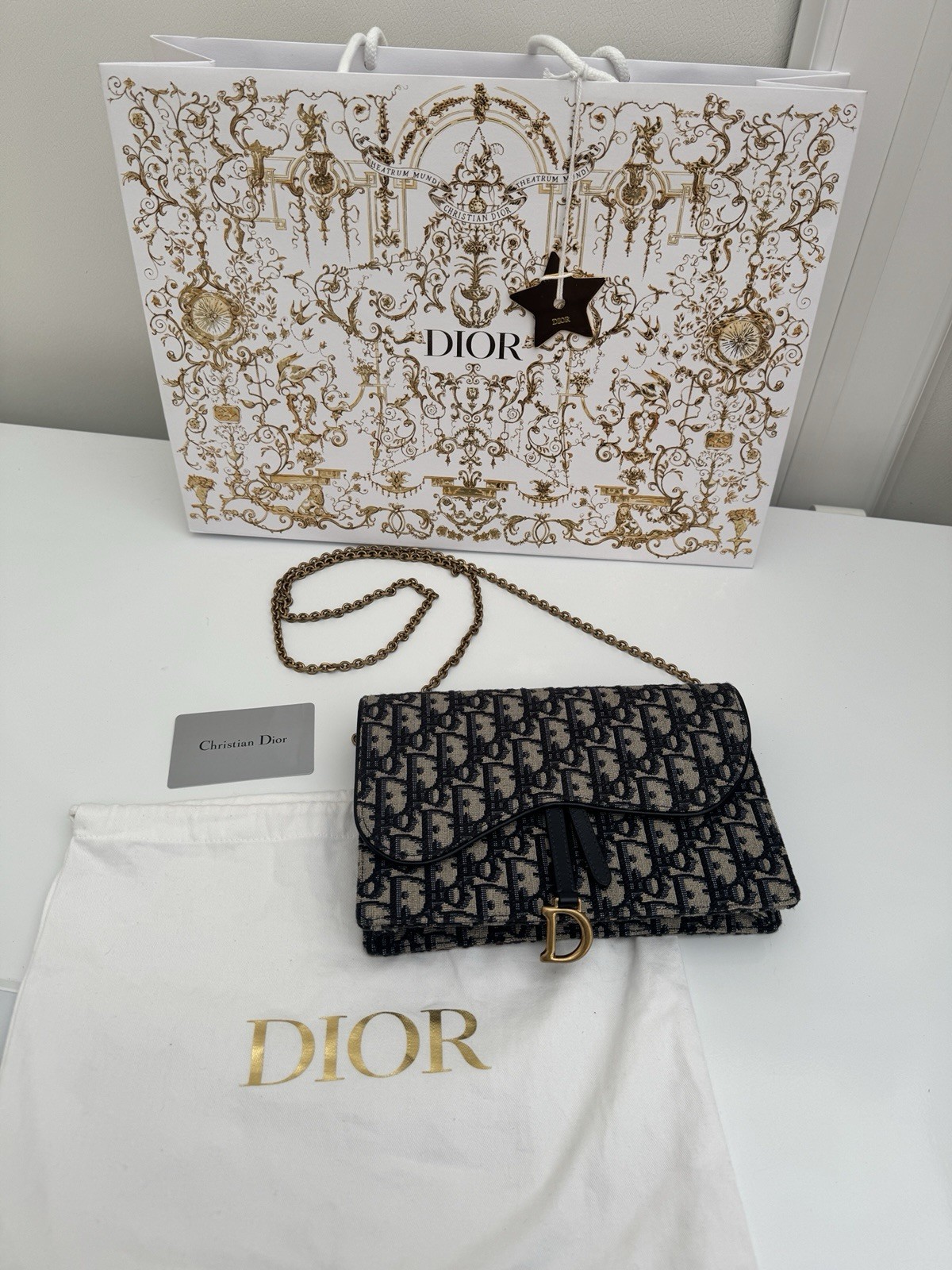 Dior Medium Saddle Pouch/wallet On Chain Clutch/crossbody Bag RRP £1550