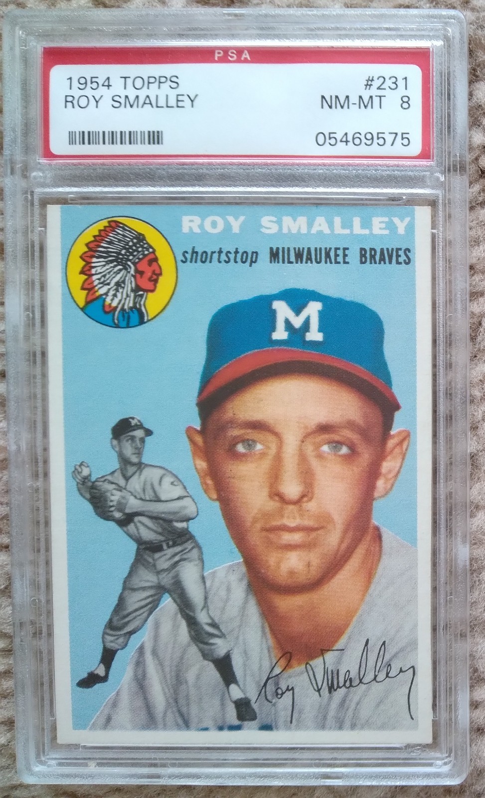 1954 Topps #231 Roy Smalley PSA 8 Milwakee Braves