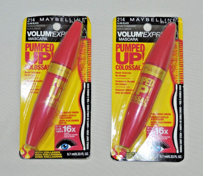 Lot of 2 Maybelline Pumped Up Colossal Volume Express Mascara 214 Glam Black