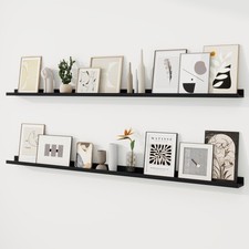 Picture Ledge Shelf, 72 inch Floating Shelves Set of 2, Wood Wall Shelves wit...